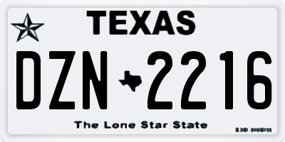 TX license plate DZN2216