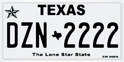 TX license plate DZN2222