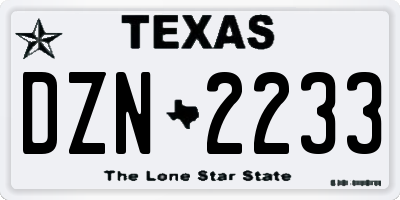 TX license plate DZN2233