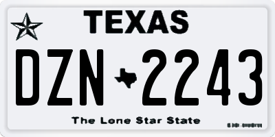 TX license plate DZN2243