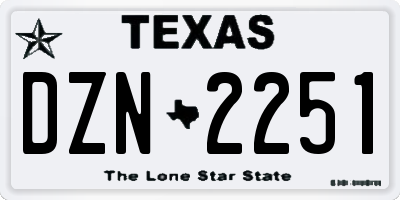 TX license plate DZN2251