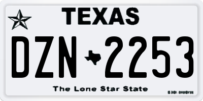 TX license plate DZN2253