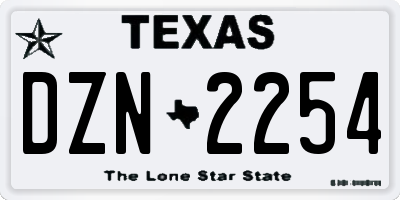 TX license plate DZN2254