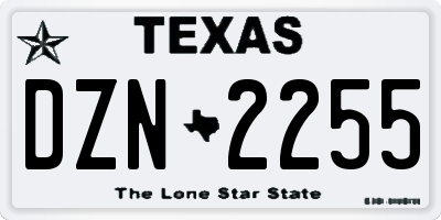 TX license plate DZN2255
