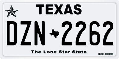 TX license plate DZN2262