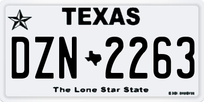 TX license plate DZN2263
