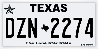 TX license plate DZN2274