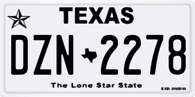 TX license plate DZN2278