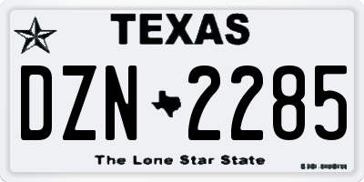 TX license plate DZN2285