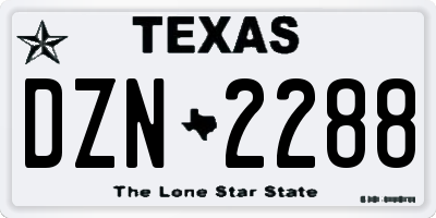 TX license plate DZN2288