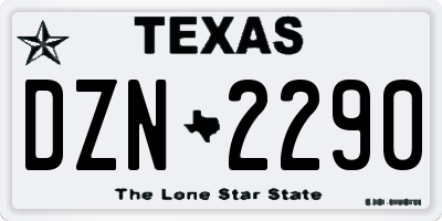 TX license plate DZN2290