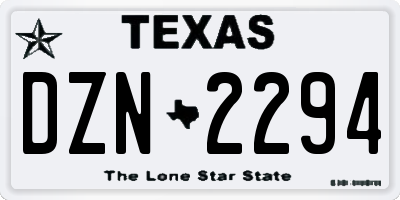 TX license plate DZN2294