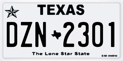 TX license plate DZN2301