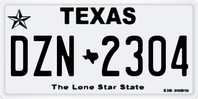 TX license plate DZN2304