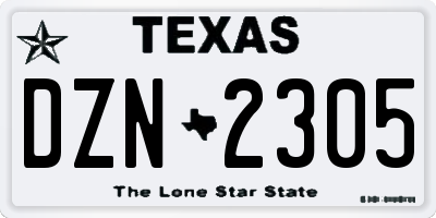 TX license plate DZN2305