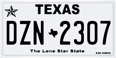 TX license plate DZN2307