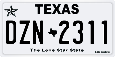 TX license plate DZN2311