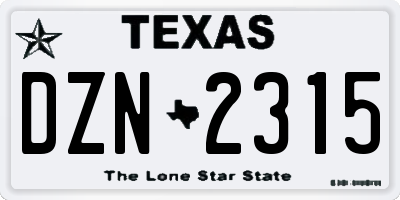 TX license plate DZN2315