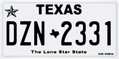 TX license plate DZN2331