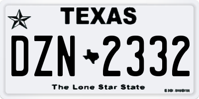 TX license plate DZN2332
