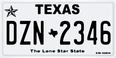 TX license plate DZN2346