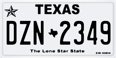 TX license plate DZN2349