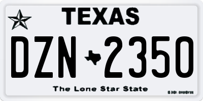 TX license plate DZN2350