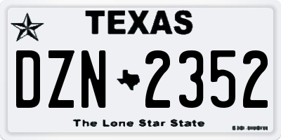 TX license plate DZN2352