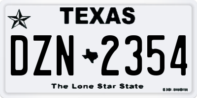 TX license plate DZN2354