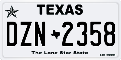 TX license plate DZN2358