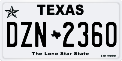 TX license plate DZN2360