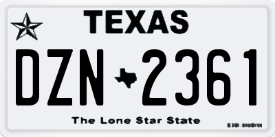TX license plate DZN2361