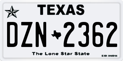 TX license plate DZN2362