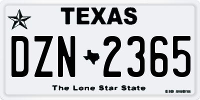 TX license plate DZN2365