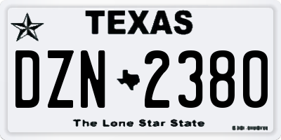 TX license plate DZN2380