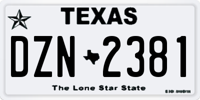 TX license plate DZN2381