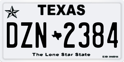 TX license plate DZN2384