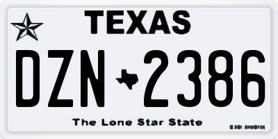 TX license plate DZN2386