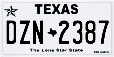TX license plate DZN2387