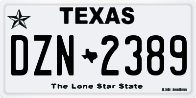 TX license plate DZN2389