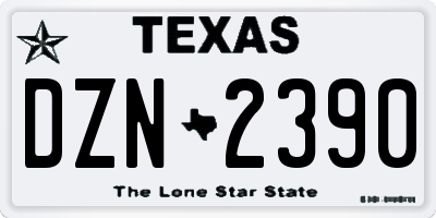 TX license plate DZN2390