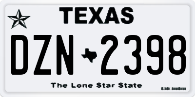 TX license plate DZN2398