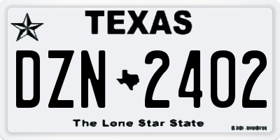 TX license plate DZN2402