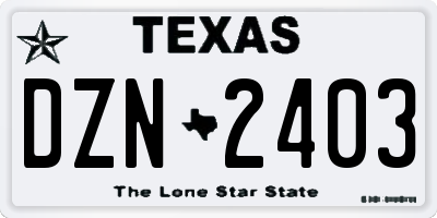 TX license plate DZN2403