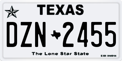 TX license plate DZN2455