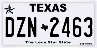 TX license plate DZN2463