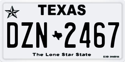 TX license plate DZN2467