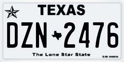 TX license plate DZN2476