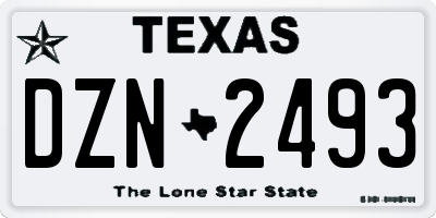 TX license plate DZN2493