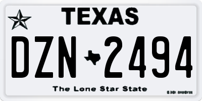 TX license plate DZN2494